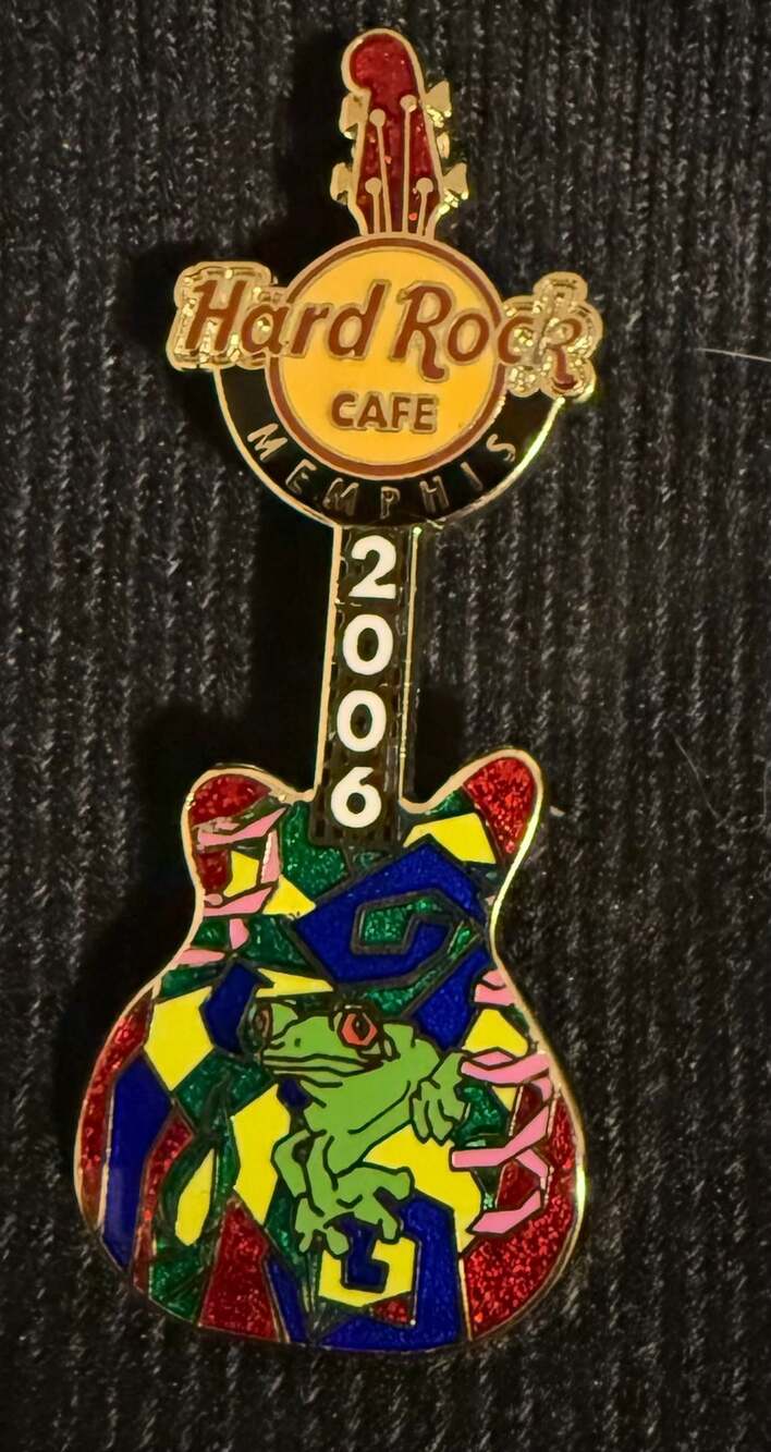 Hard Rock Cafe Memphis 2006 Stained Glass Frog Guitar Collectible Pin